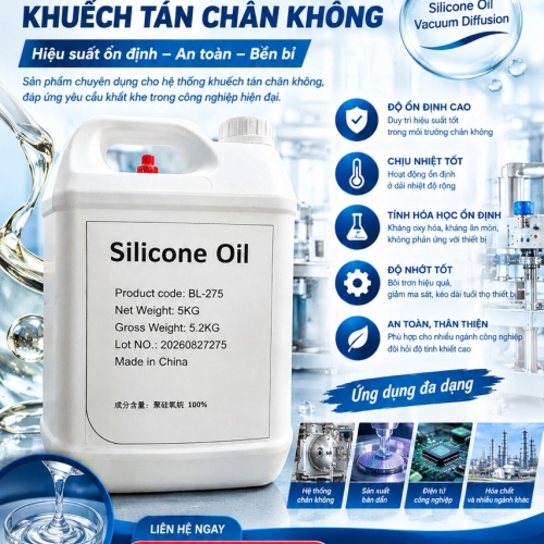 DẦU SILICONE KHUẾCH TÁN CHÂN KHÔNG BL-275 – GIẢI PHÁP CHUYÊN DỤNG CHO HỆ THỐNG CHÂN KHÔNG DẦU SILICONE KHUẾCH TÁN CHÂN KHÔNG BL-275 – GIẢI PHÁP CHUYÊN DỤNG CHO HỆ THỐNG CHÂN KHÔNG